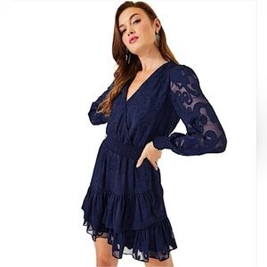 🆕 Lilly Pulitzer Cristiana Dress Navy Sheer Long Sleeve M 8